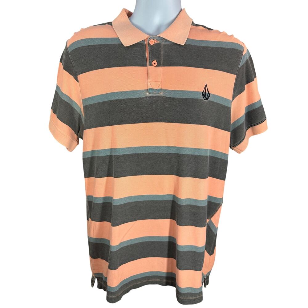 Vintage Volcom Peach Gray Polo Size Large